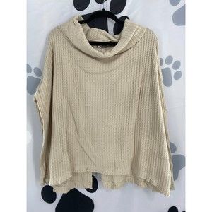 Free People NWT Juicy Long Sleeve Cowl Neck Split Back Thermal Stone Cold L New